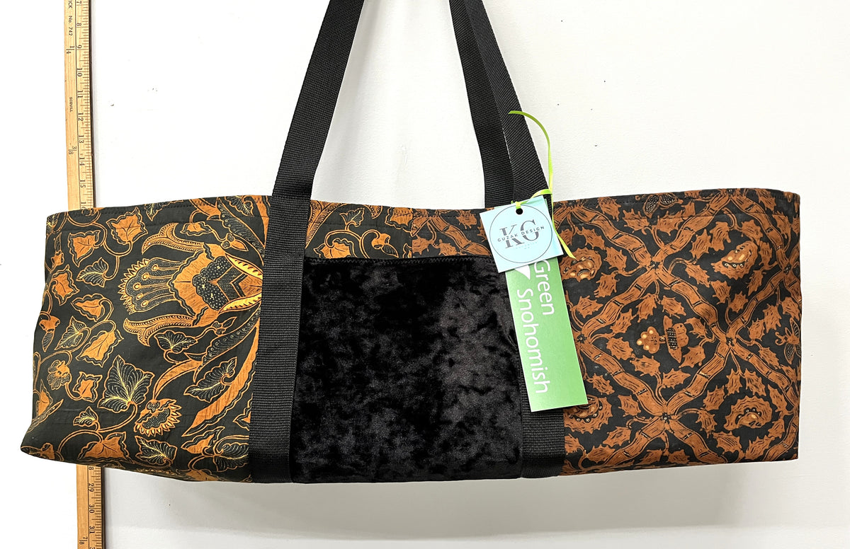 Yoga Mat Bag - Two Thai Batik fabrics with a velvet outside pocket